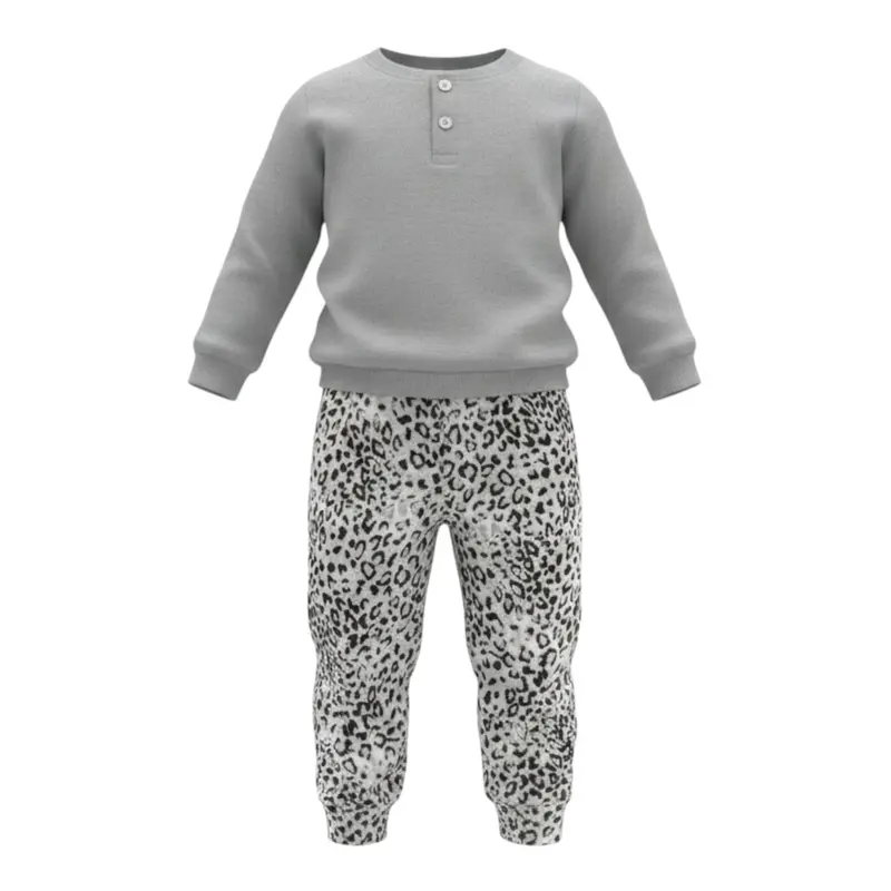 Baby Vip Completo 2Pz Modello Pigiama Maglia-Pantalone Grigio per Neonata