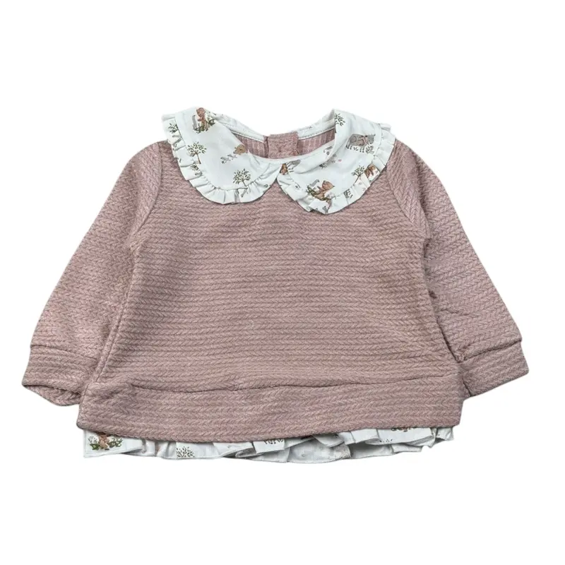 Baby Vip Maglia tinta unita Colletto Camicia Rosa per Neonata