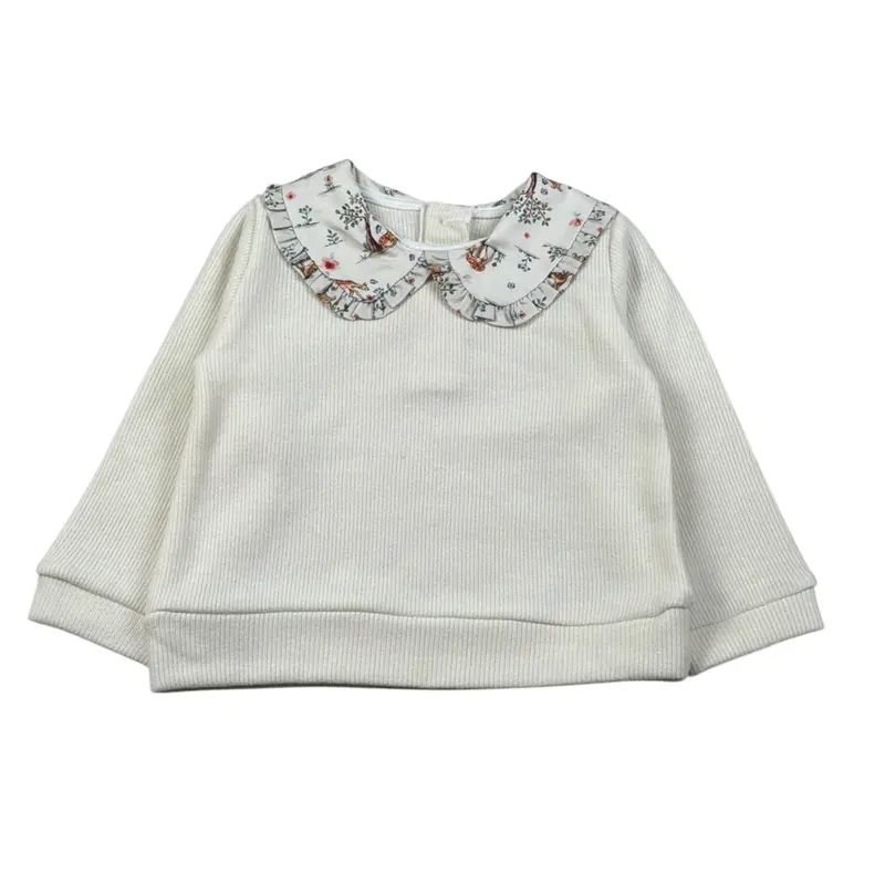 Baby Vip Maglia tinta unita con Colletto Camicia Panna per Neonata
