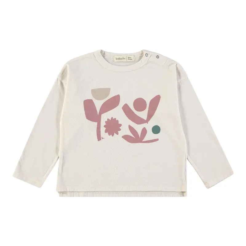 Babyclic Shirt Girocollo tinta unita con Stampa Crema per Bambina