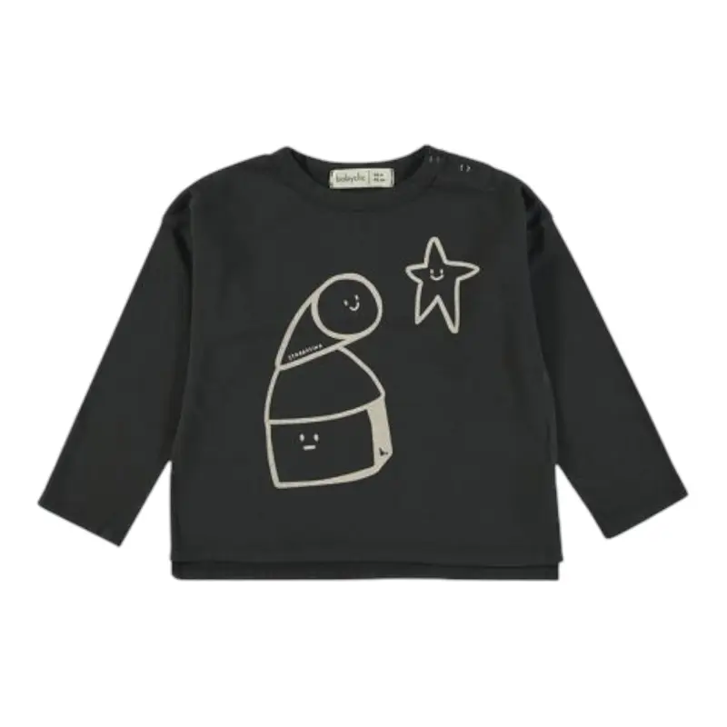 Babyclic Shirt Girocollo tinta unita con Stampa Grigio per Neonato