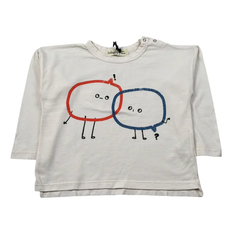 Babyclic Shirt Girocollo tinta unita con Stampa Panna per Neonato