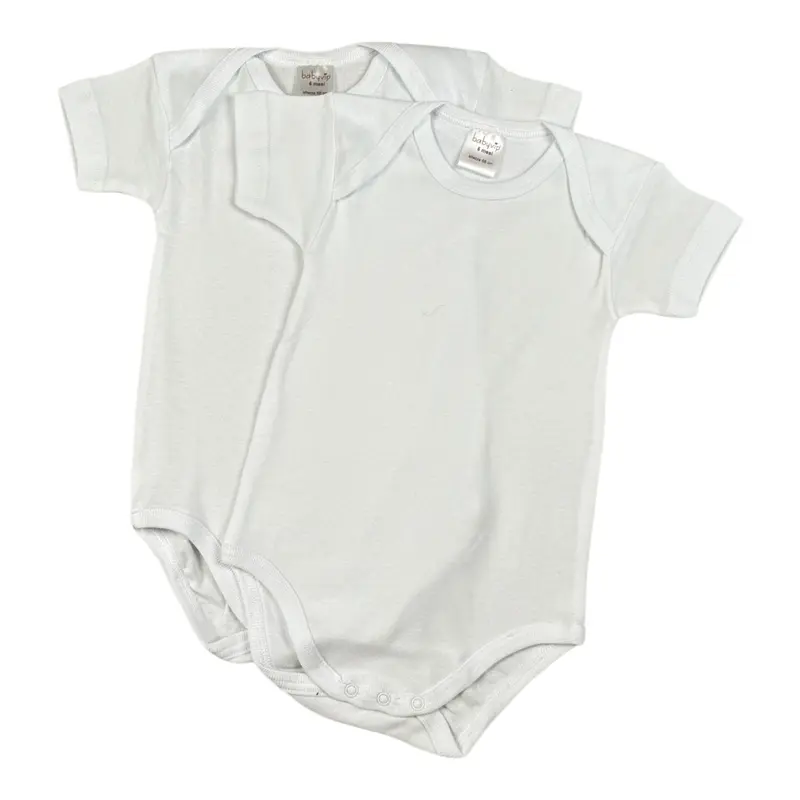 Babyvip Body Set 2Pz tinta unita Mezza Manica Bianco per Neonata