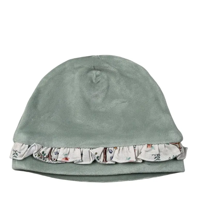Babyvip Cappello tinta unita con Balze Verde per Neonata