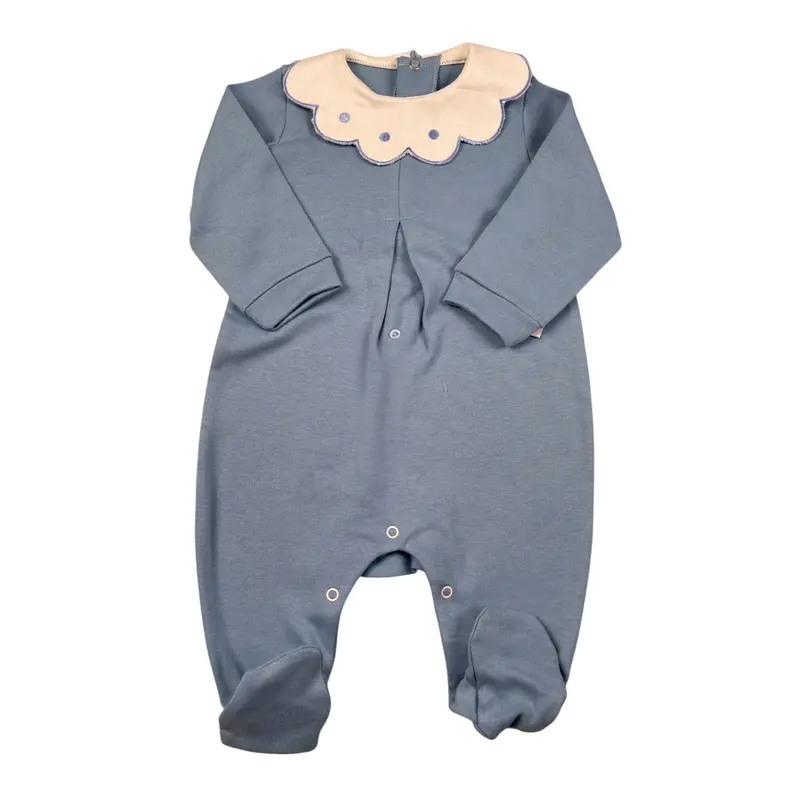 Babyvip Tutina tinta unita con Colletto Azzurro per Neonata