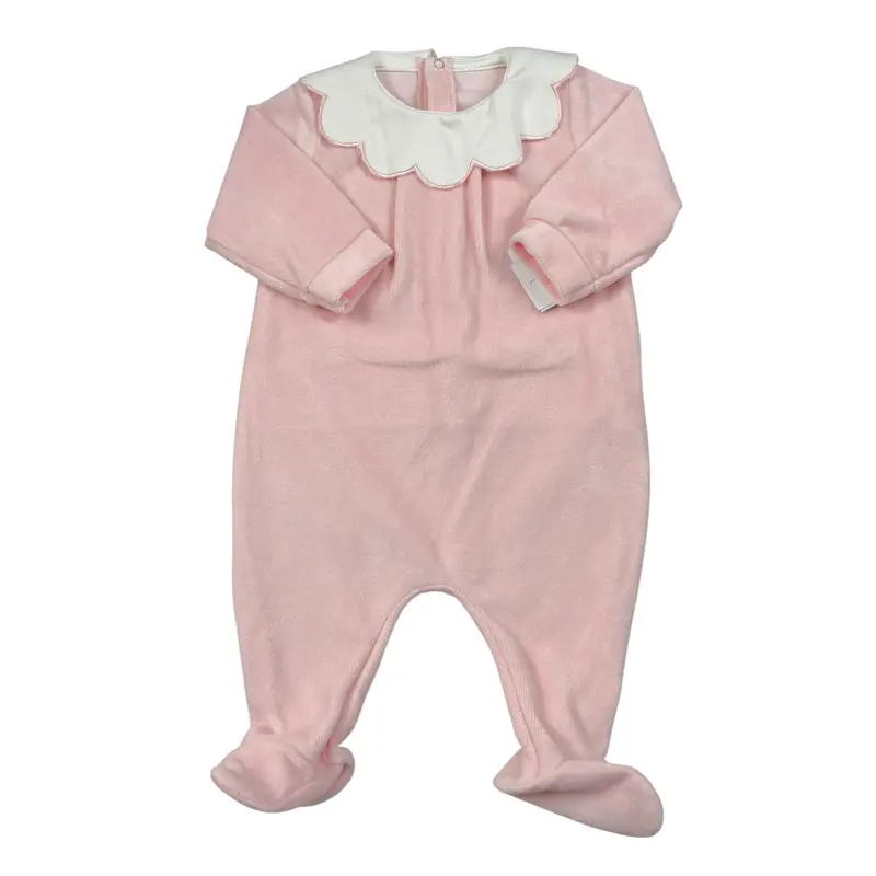 Babyvip Tutina tinta unita In Velluto Rosa per Neonata