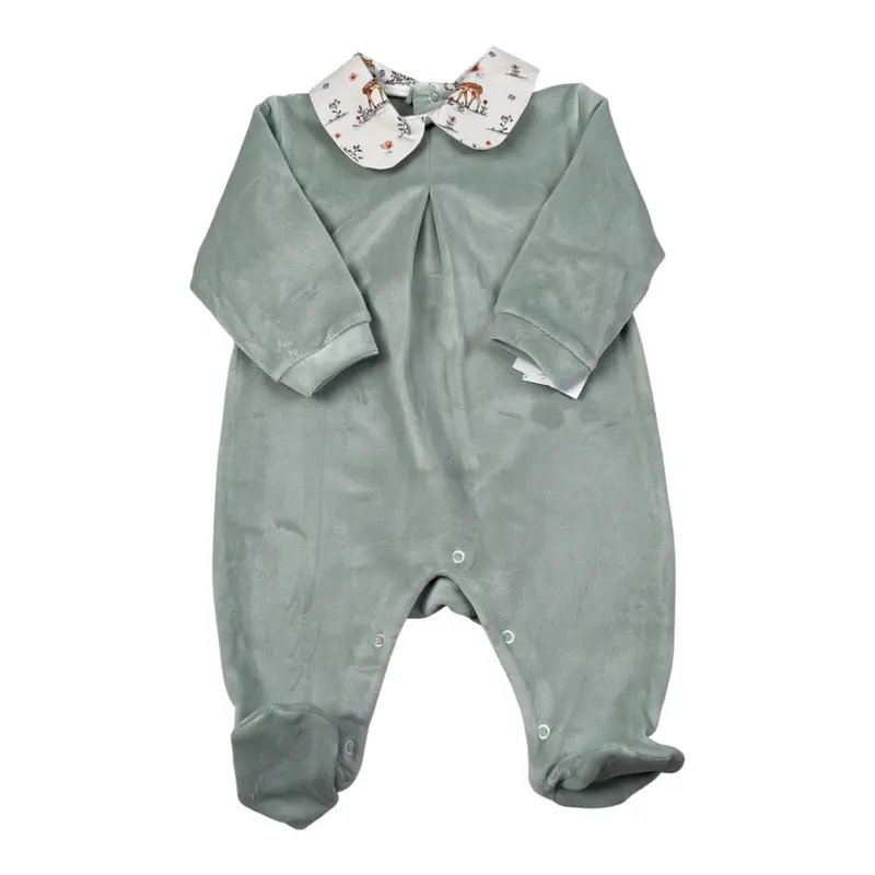 Babyvip Tutina tinta unita In Velluto Verde per Neonata