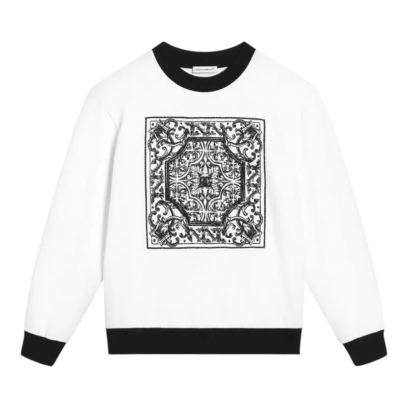 Balmain Felpa Chiusa Girocollo tinta unita con Stampa Bianco per Bambino