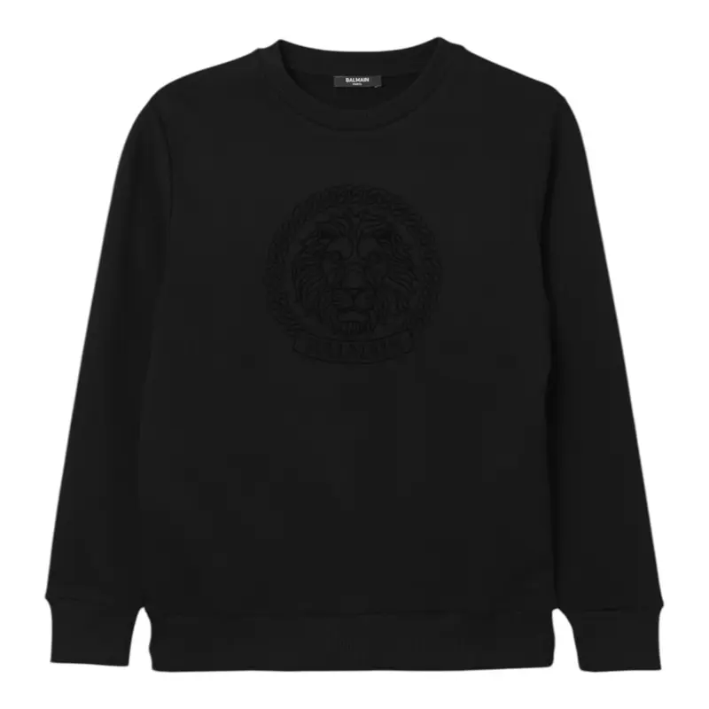 Balmain Felpa Chiusa Girocollo tinta unita Nero per Neonato