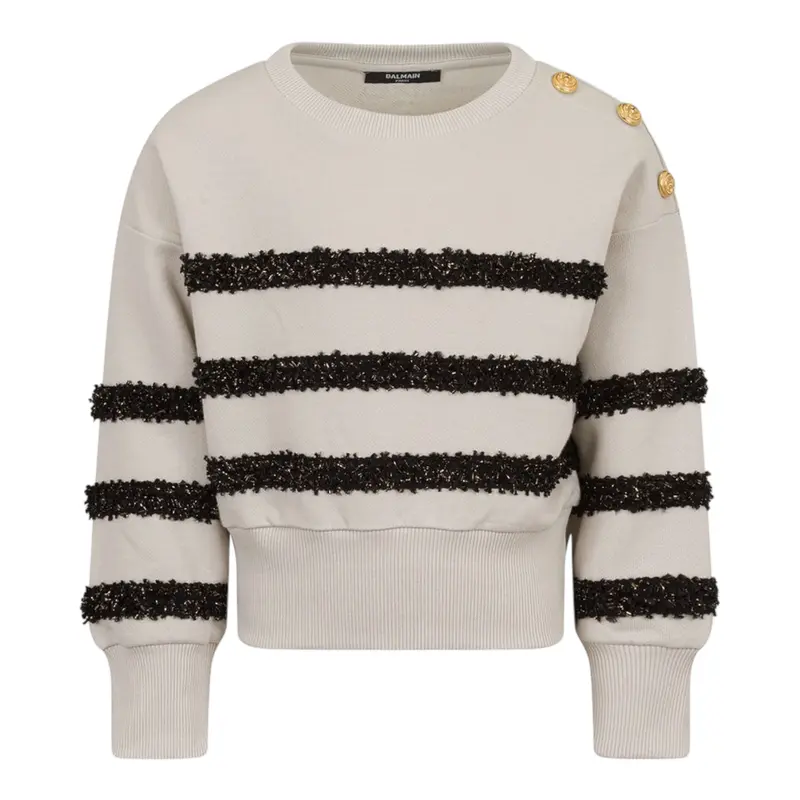 Balmain Felpa tinta unita con Applicazioni Beige per Bambina