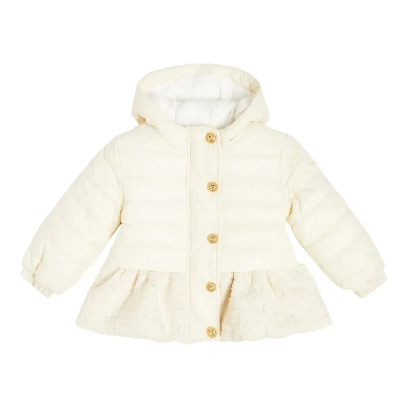 Balmain Giubbino tinta unita con Cappuccio Panna per Neonata