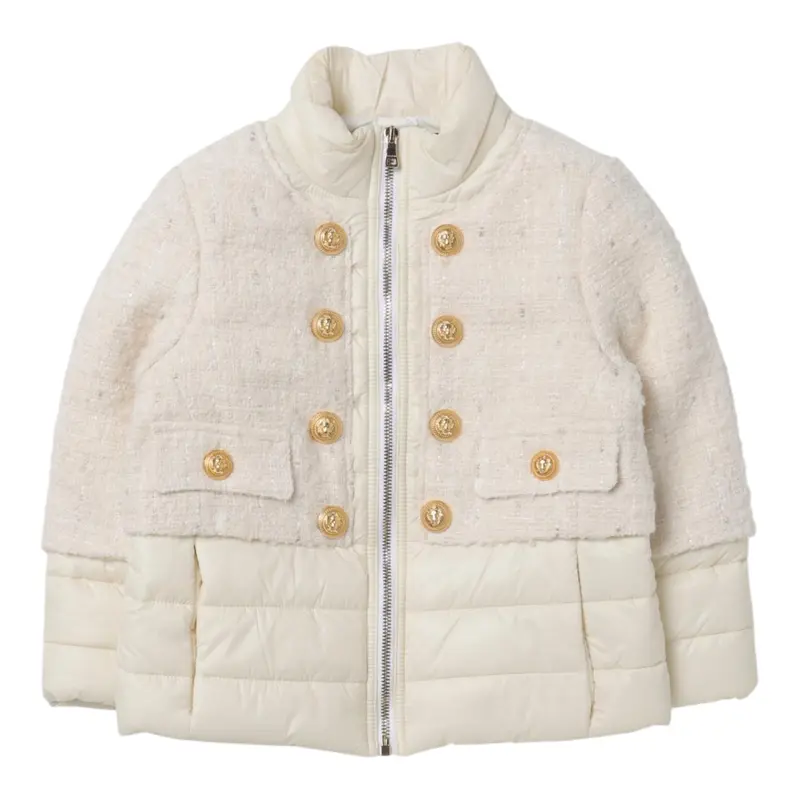 Balmain Giubbino tinta unita con Finti Bottoni Panna per Bambina