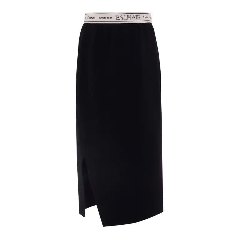 Balmain Gonna tinta unita con Elastico In Vita Logato Nero per Bambina