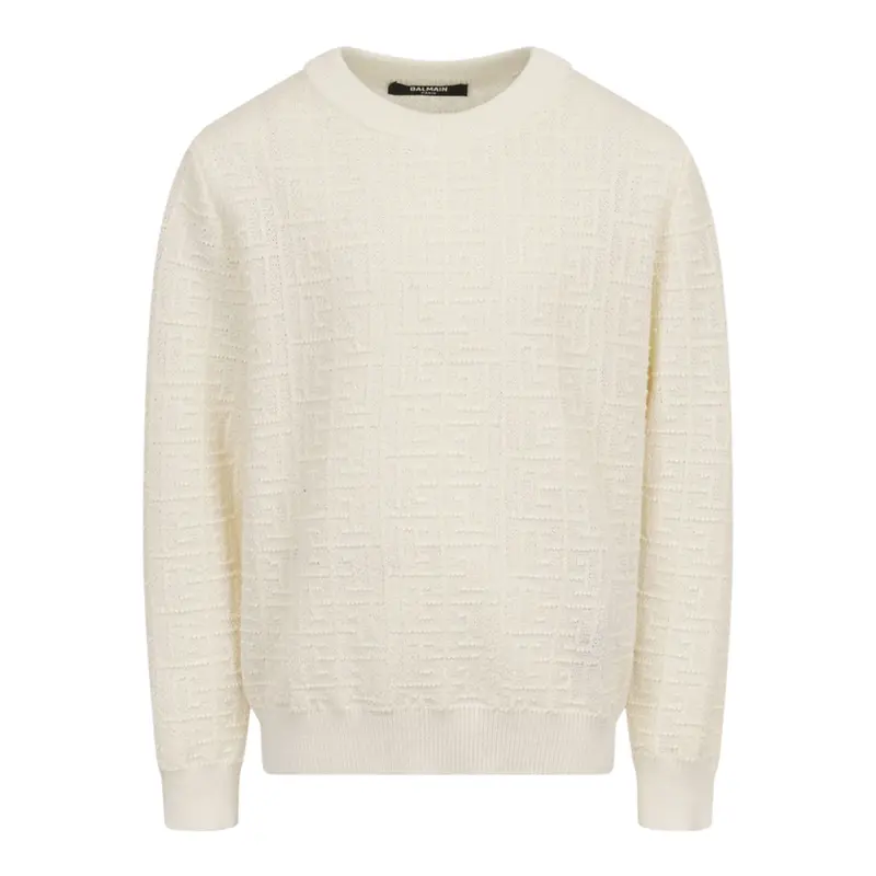 Balmain Maglia Girocollo tinta unita Panna per Bambino