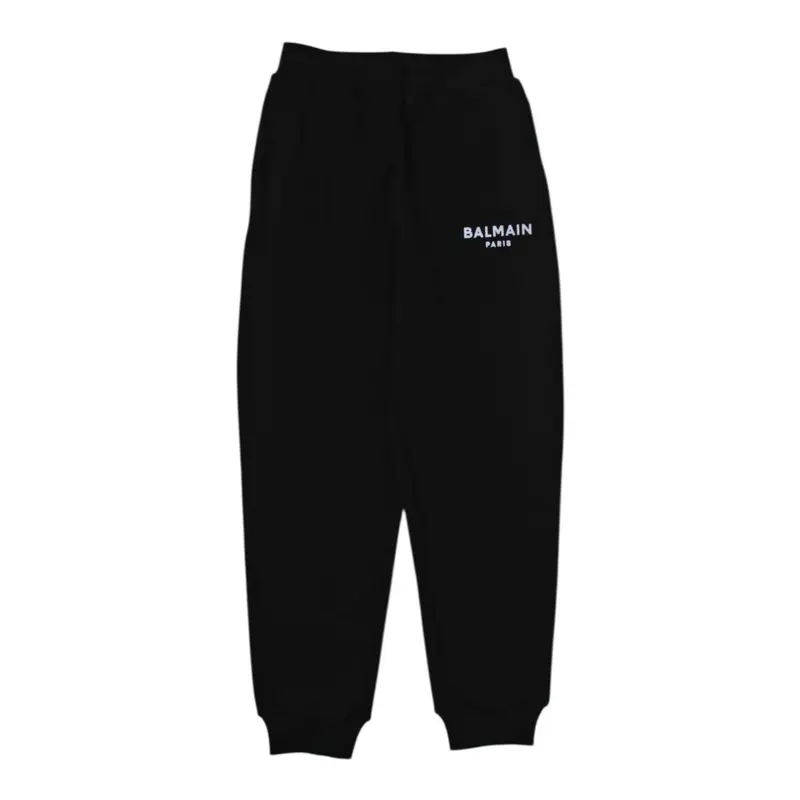 Balmain Pantalone Tuta tinta unita con Logo Nero per Bambino