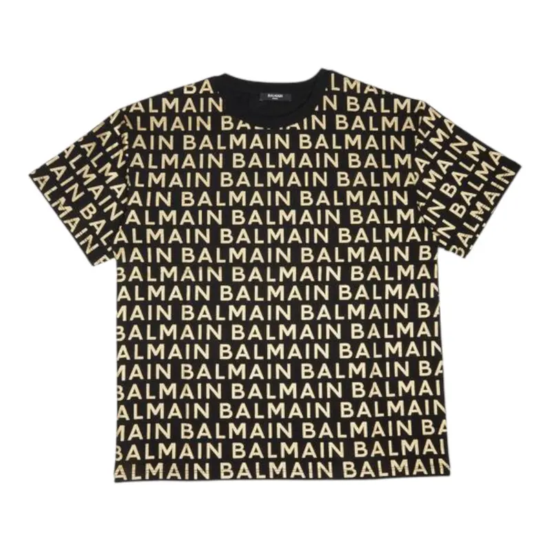 Balmain T-Shirt tinta unita con Logo Nero per Neonato