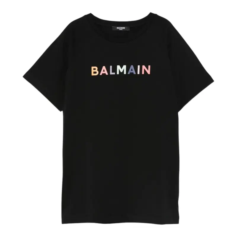 Balmain T-Shirt tinta unita con Stampa Nero per Bambino