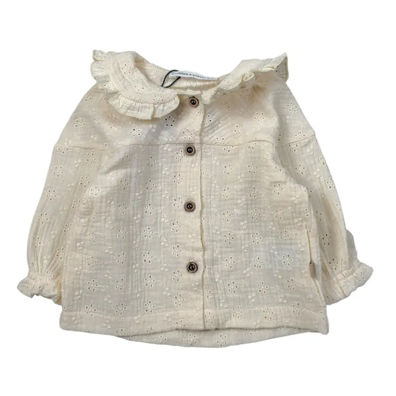 Bamboom+Babies Camicia tinta unita Traforata Avorio per Neonata