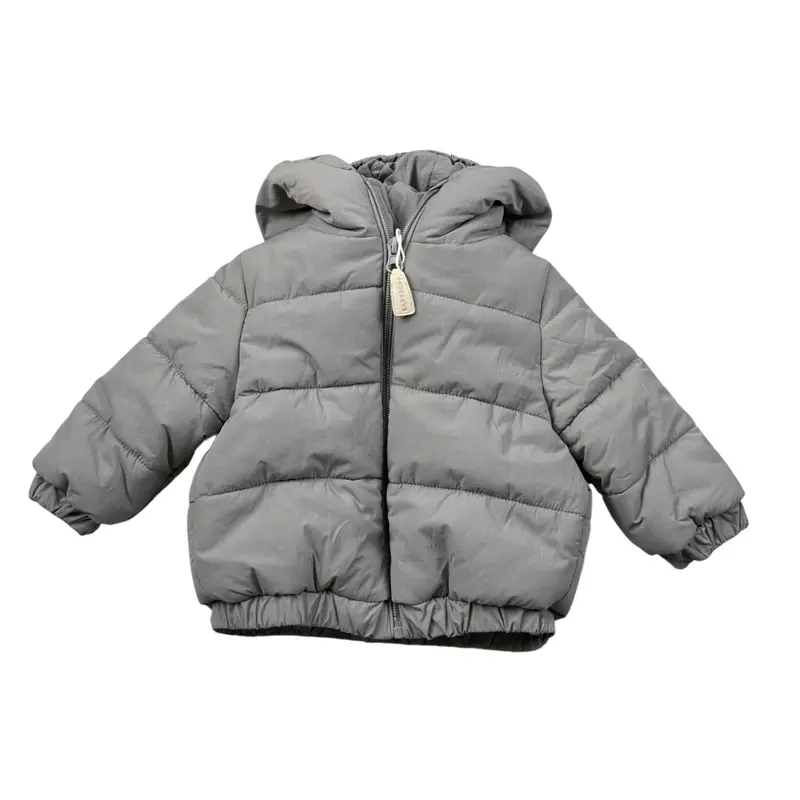 Bamboom+Babies Giubbino tinta unita con Zip E Cappuccio Grigio per Neonato
