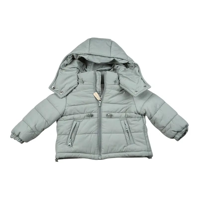 Bamboom+Babies Giubbino tinta unita con Zip E Cappuccio Grigio per Neonato