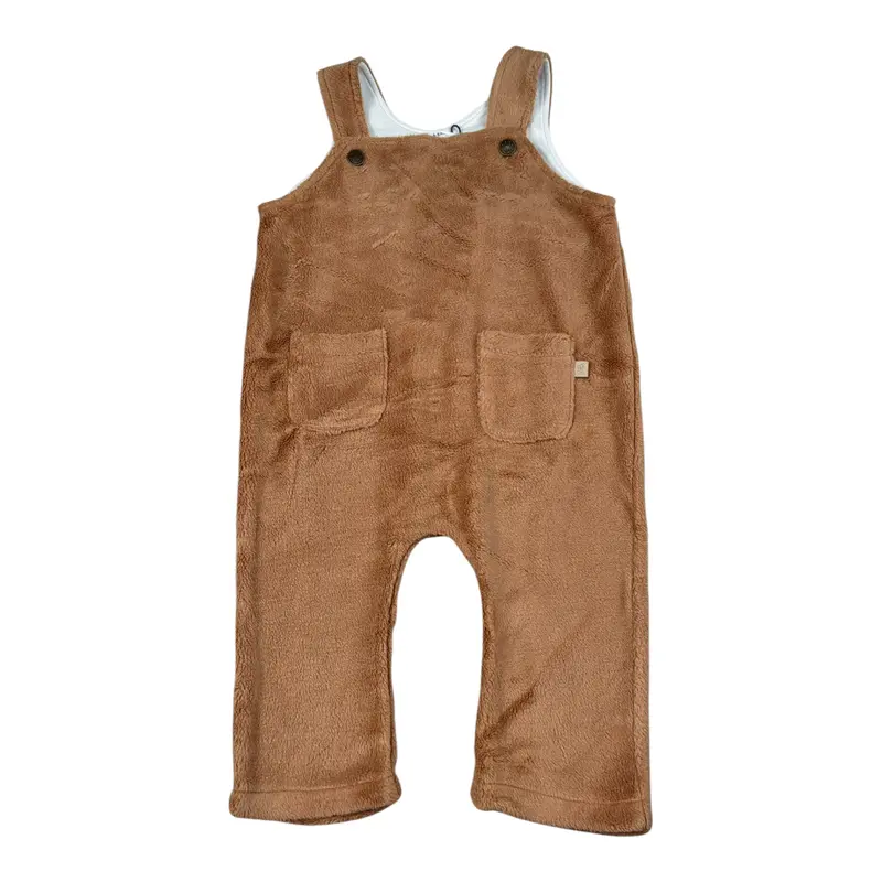 Bamboom+Babies Salopette tinta unita In Camoscio Cammello per Neonato