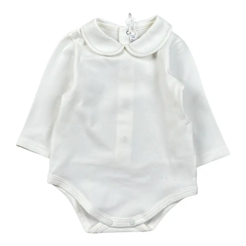 Barcellino Body Tinta con Colletto Panna per Neonato