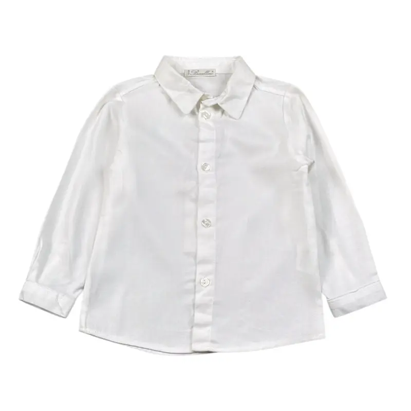 Barcellino Camicia tinta unita Manica Lunga Bianco per Neonato