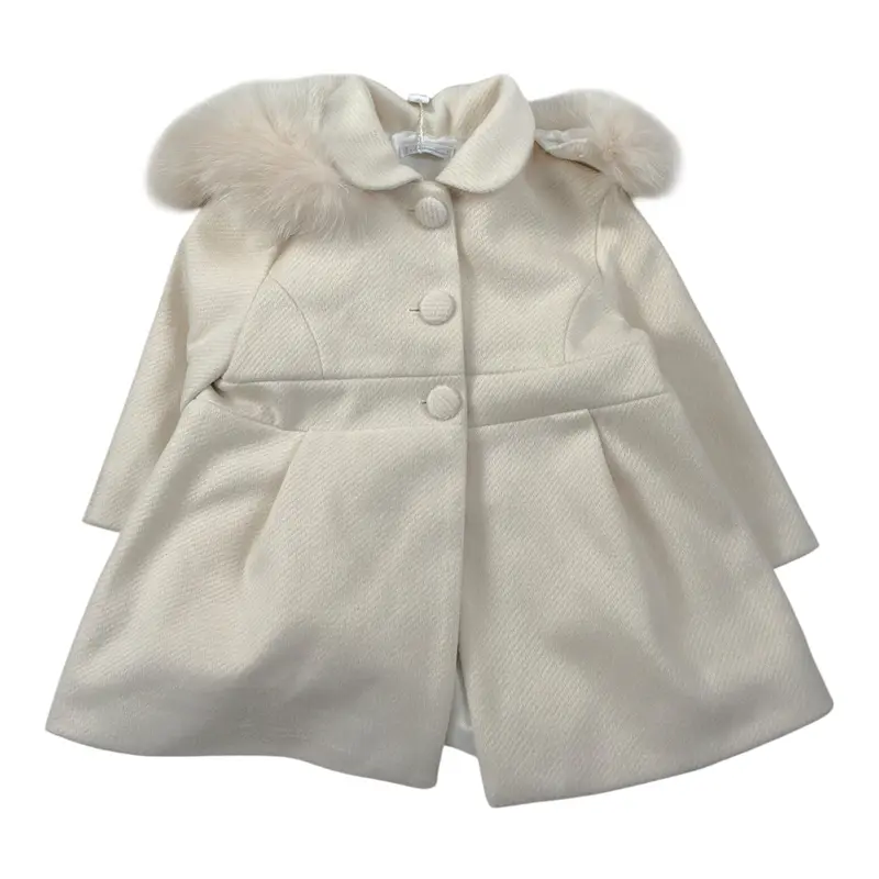 Barcellino Cappotto tinta unita con Cappuccio Panna per Neonata
