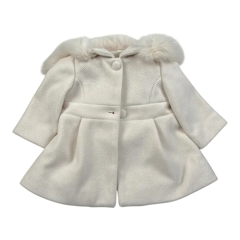 Barcellino Cappotto tinta unita con Cappuccio Panna per Neonata