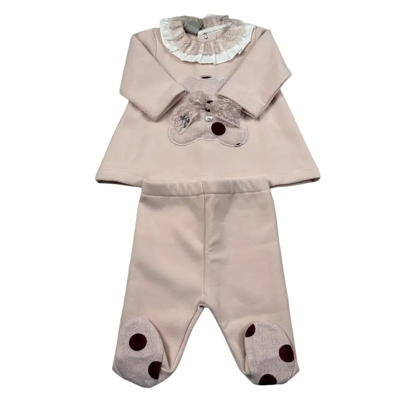 Barcellino Completo 2 Pezzi Shirt-Ghettina tinta unita Rosa per Neonata