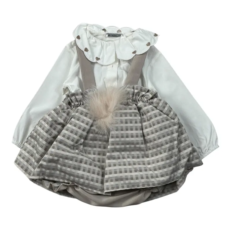 Barcellino Completo 2Pz Camicia-Salopette Bianco per Neonata