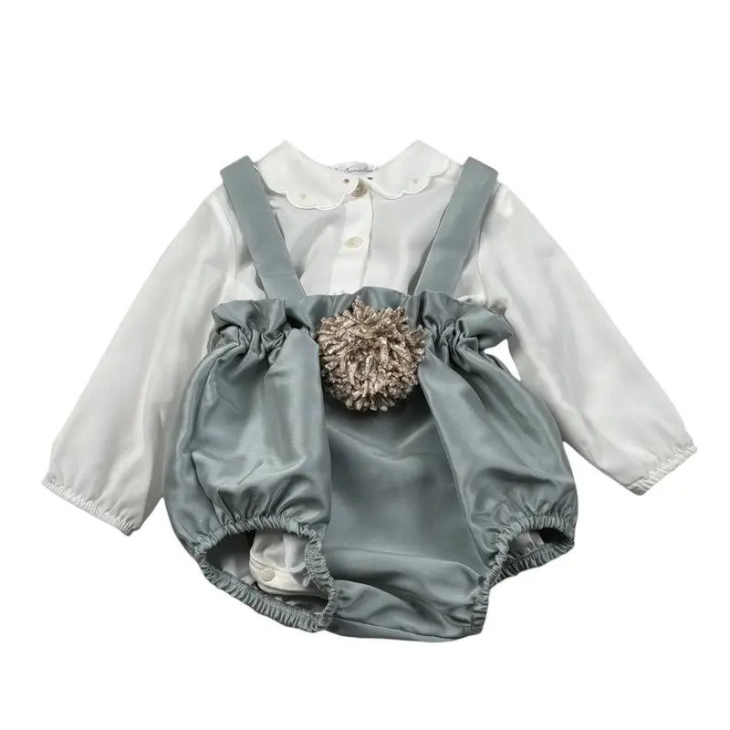 Barcellino Completo 2Pz Camicia-Salopette Bianco per Neonata