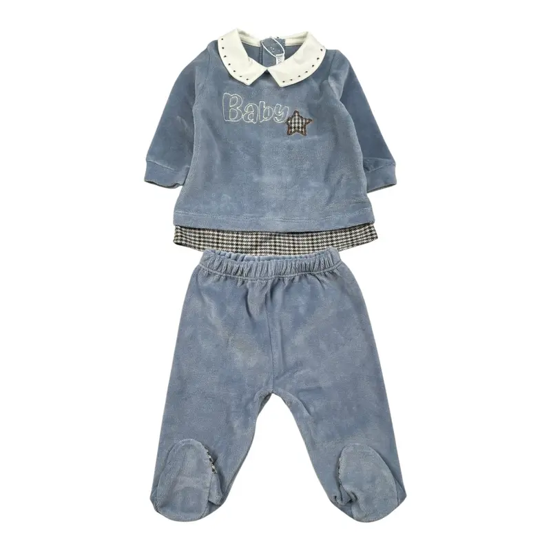 Barcellino Completo 2Pz Maglia-Ghettina Azzurro per Neonato