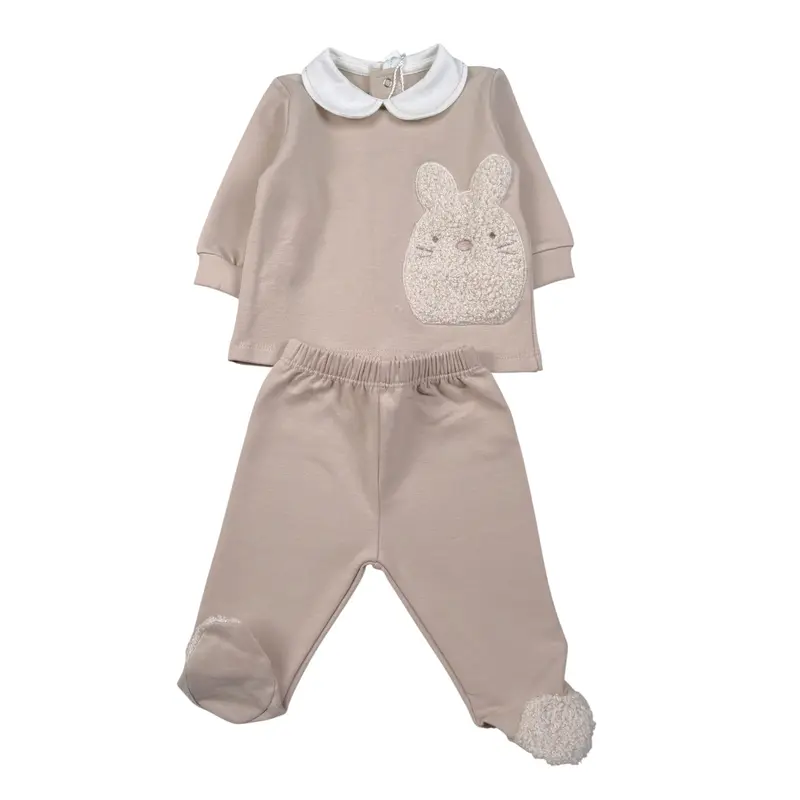 Barcellino Completo 2Pz Maglia-Ghettina Beige per Neonato