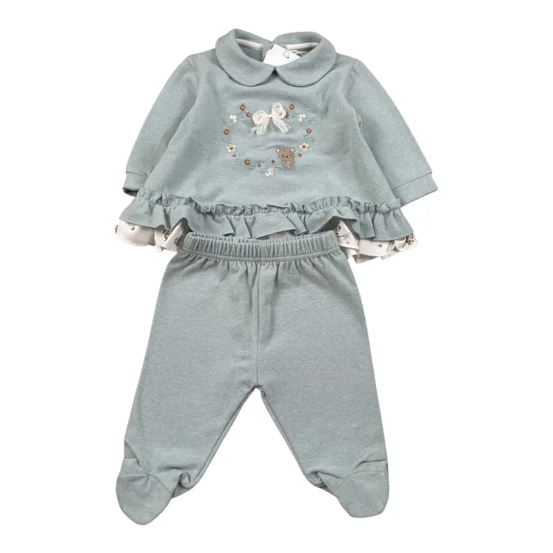 Barcellino Completo 2Pz Maglia-Ghettina Verde Acqua per Neonata