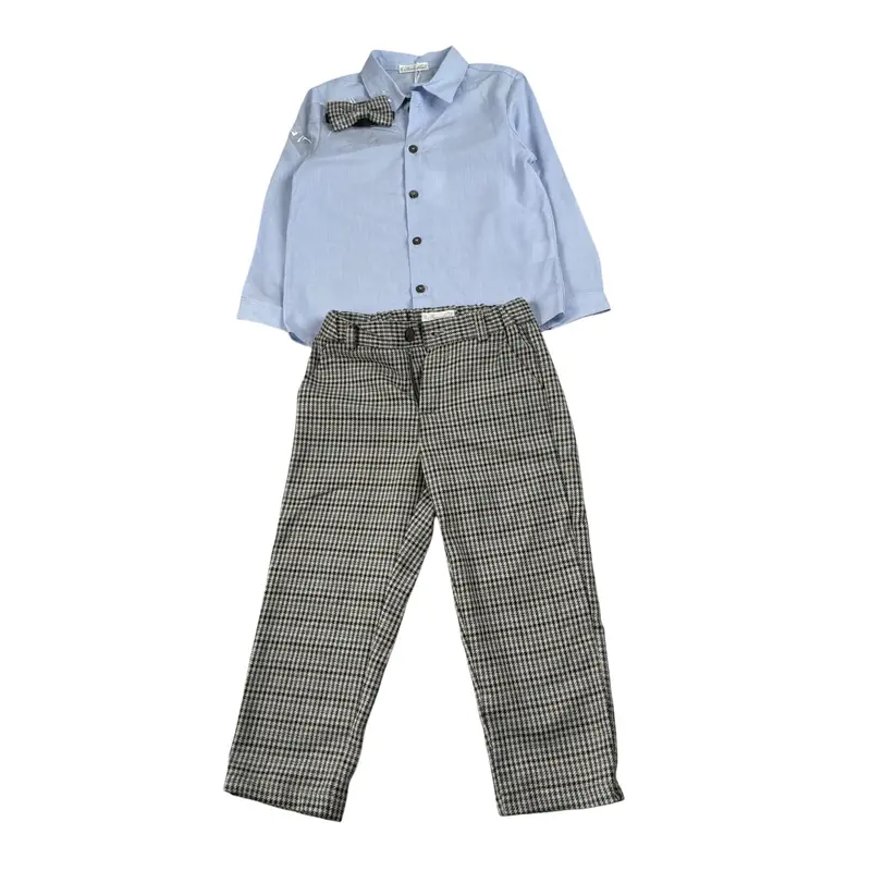 Barcellino Completo 3Pz Camicia-Pantalone-Gilet Azzurro per Neonato