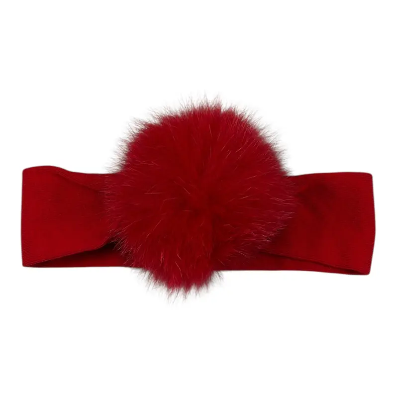 Barcellino Fascia con Pon Pon Rosso per Neonata