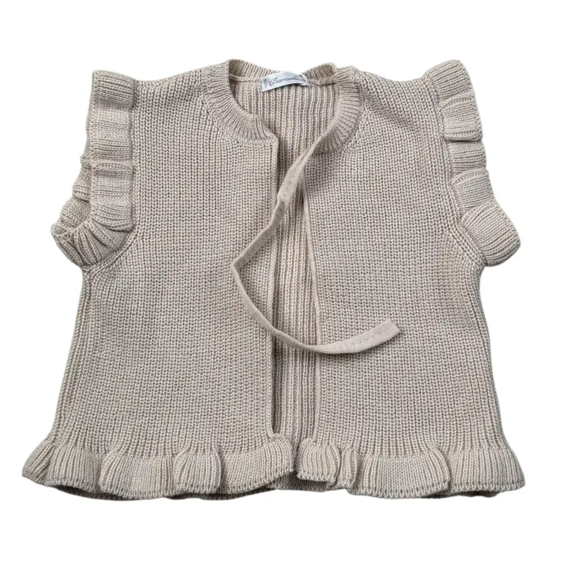 Barcellino Gilet In Maglia Giromanica tinta unita Beige per Neonata