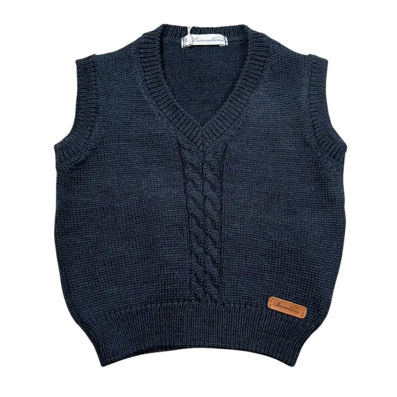 Barcellino Gilet tinta unita In Filo Blu per Neonato