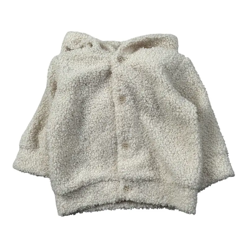 Barcellino Pelliccia Teddy tinta unita con Cappuccio Beige per Neonato