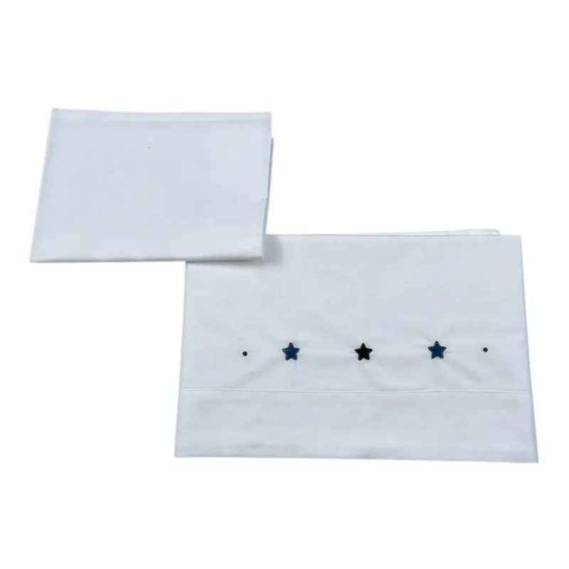 Barcellino Set Lenzuola 2Pz tinta unita con Stampa Bianco per Neonata