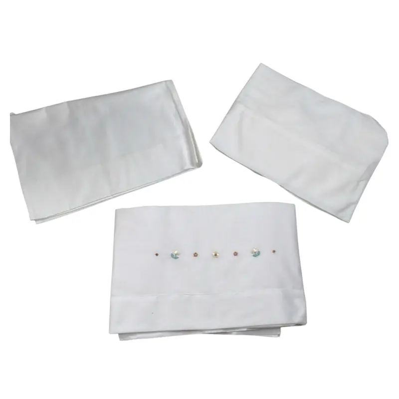 Barcellino Set Lenzuola 3Pz tinta unita con Stampa Bianco per Neonata
