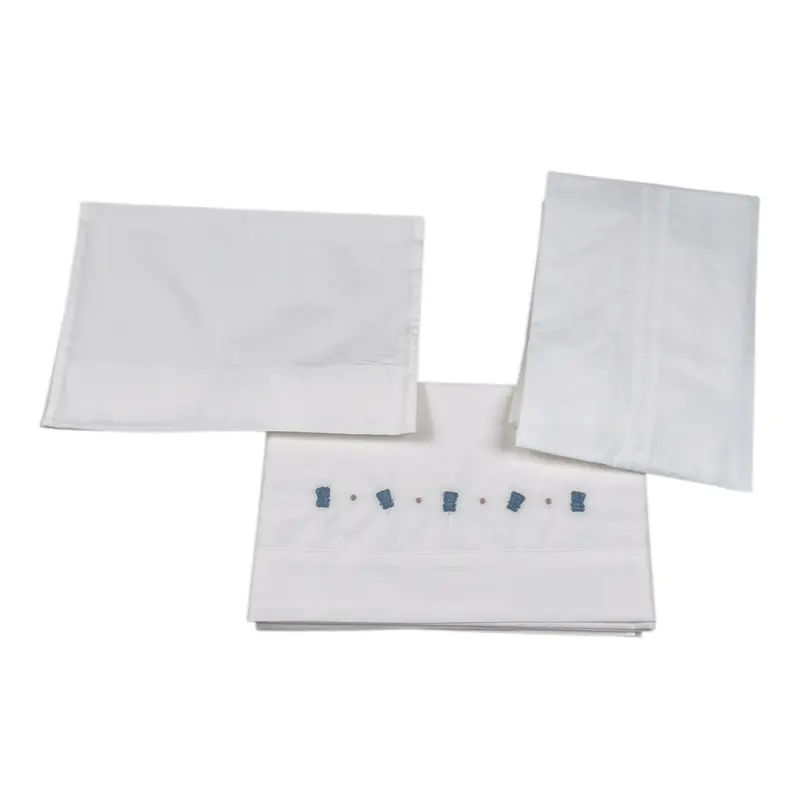 Barcellino Set Lenzuola 3Pz tinta unita con Stampa Bianco per Neonato