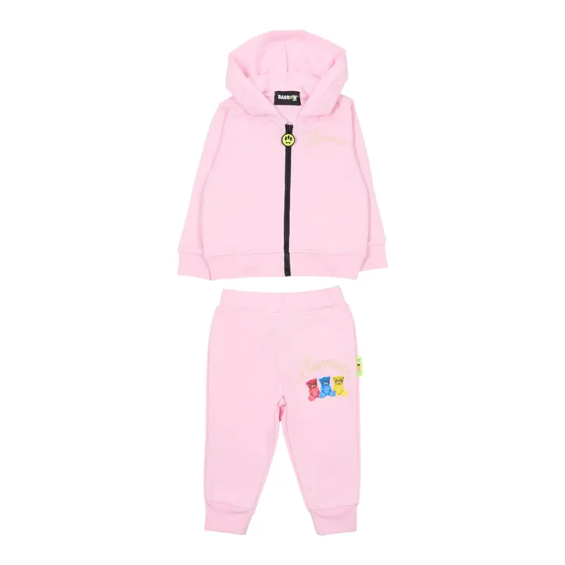 Barrow Kids Completo tinta unita 2Pz Felpa-Pantalone Rosa per Bambina