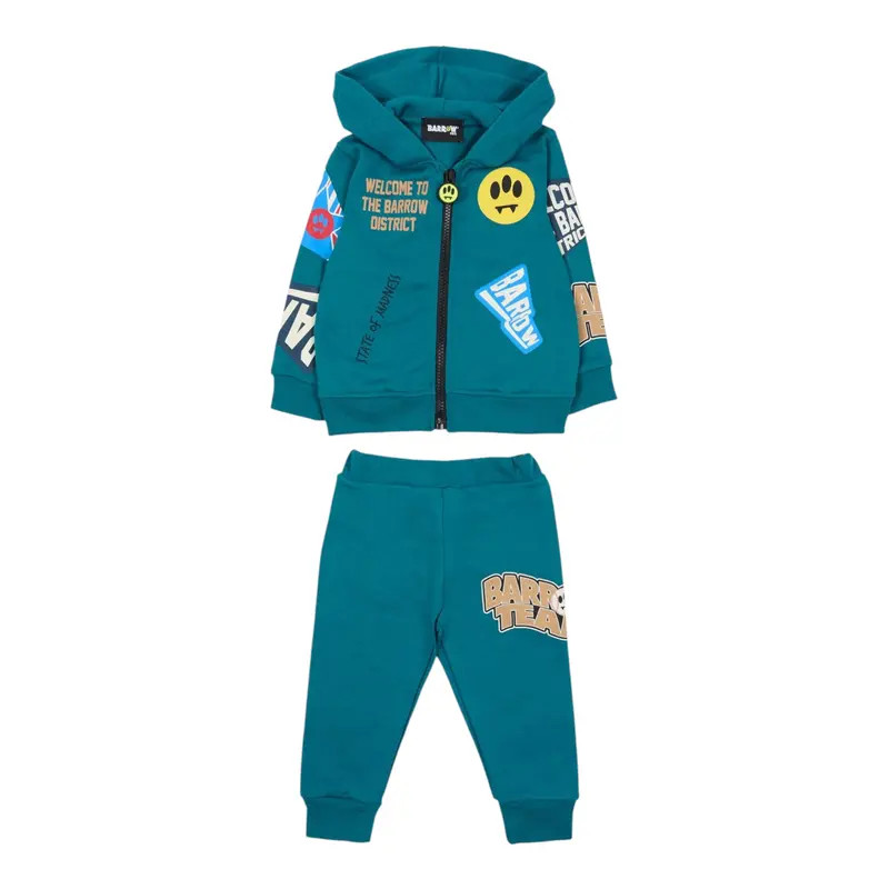 Barrow Kids Completo tinta unita 2Pz Felpa-Pantalone Verde per Neonato