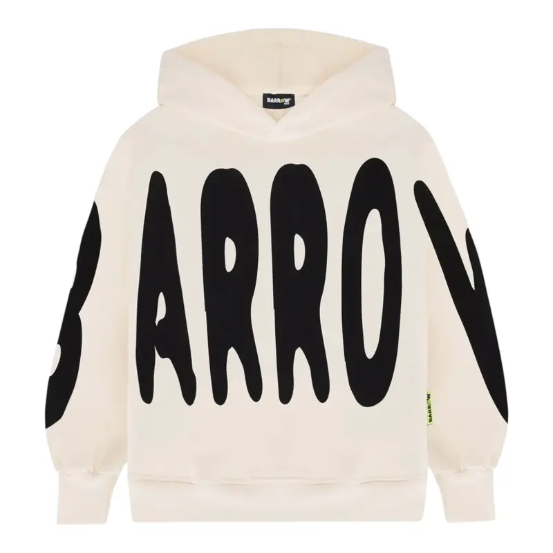Barrow Kids Felpa Chiusa con Cappuccio tinta unita con Logo Beige per Bambino