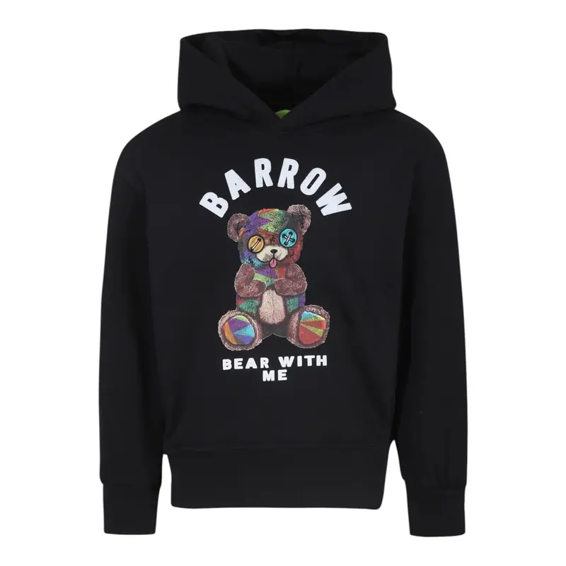 Barrow Kids Felpa Chiusa con Cappuccio tinta unita con Stampa Nero per Bambino