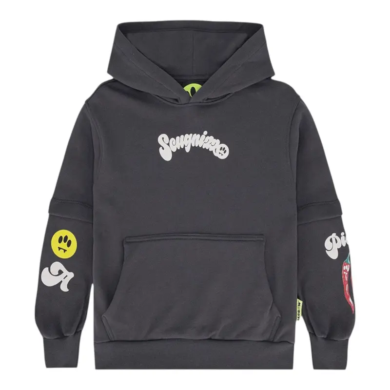 Barrow Kids Felpa Chiusa con Cappuccio tinta unita con Stampe Grigio per Bambino