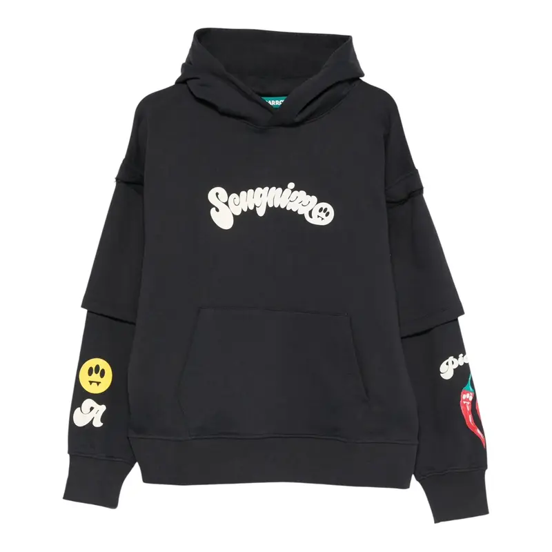 Barrow Kids Felpa Chiusa con Cappuccio tinta unita con Stampe Grigio per Bambino