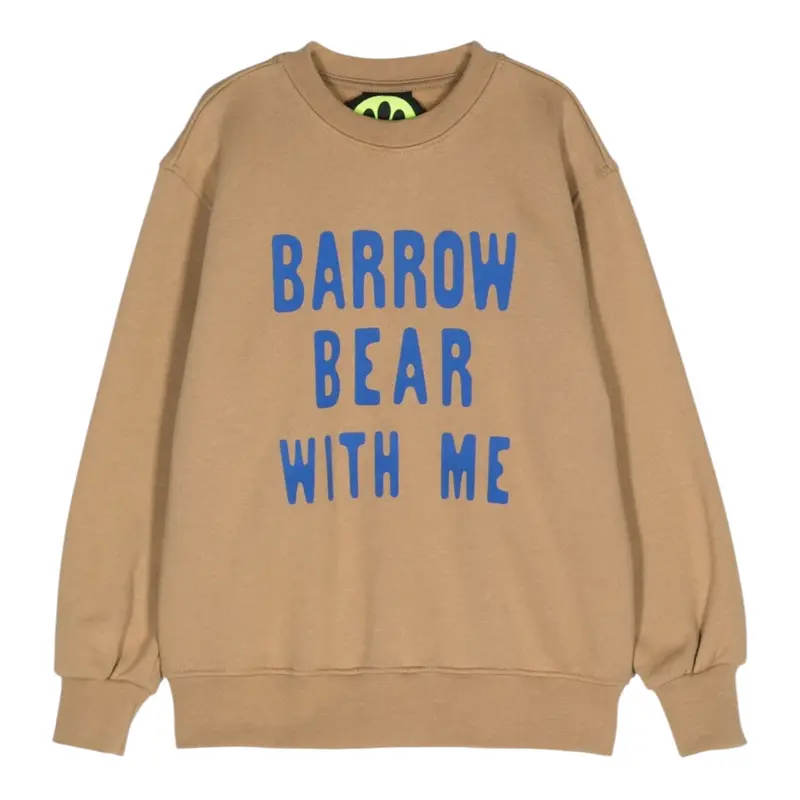 Barrow Kids Felpa Chiusa Girocollo tinta unita con Logo Beige per Bambino